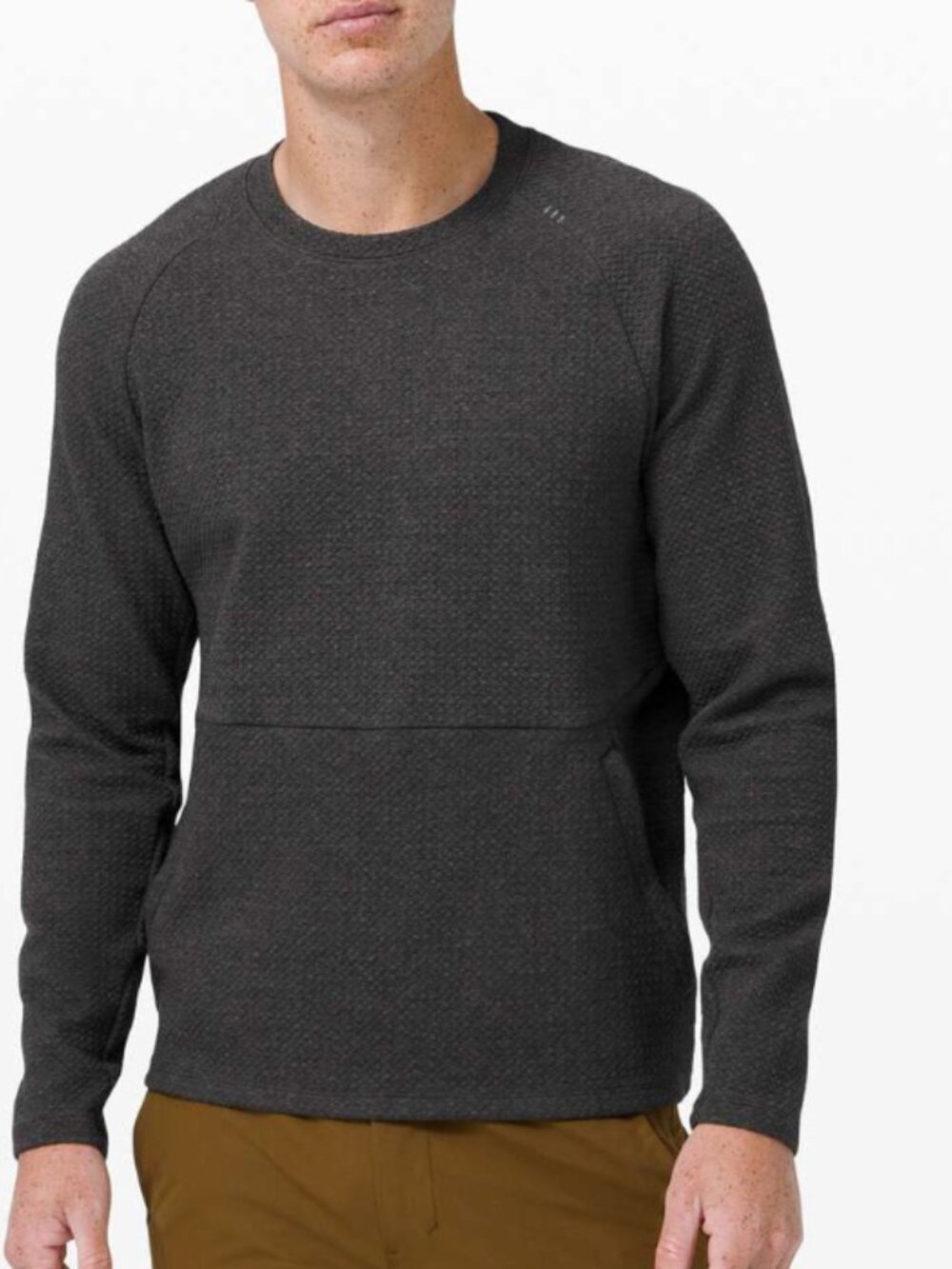 Lululemon At Ease Crew Heathered Black gray Quilted Crewneck Sweatshirt m medium